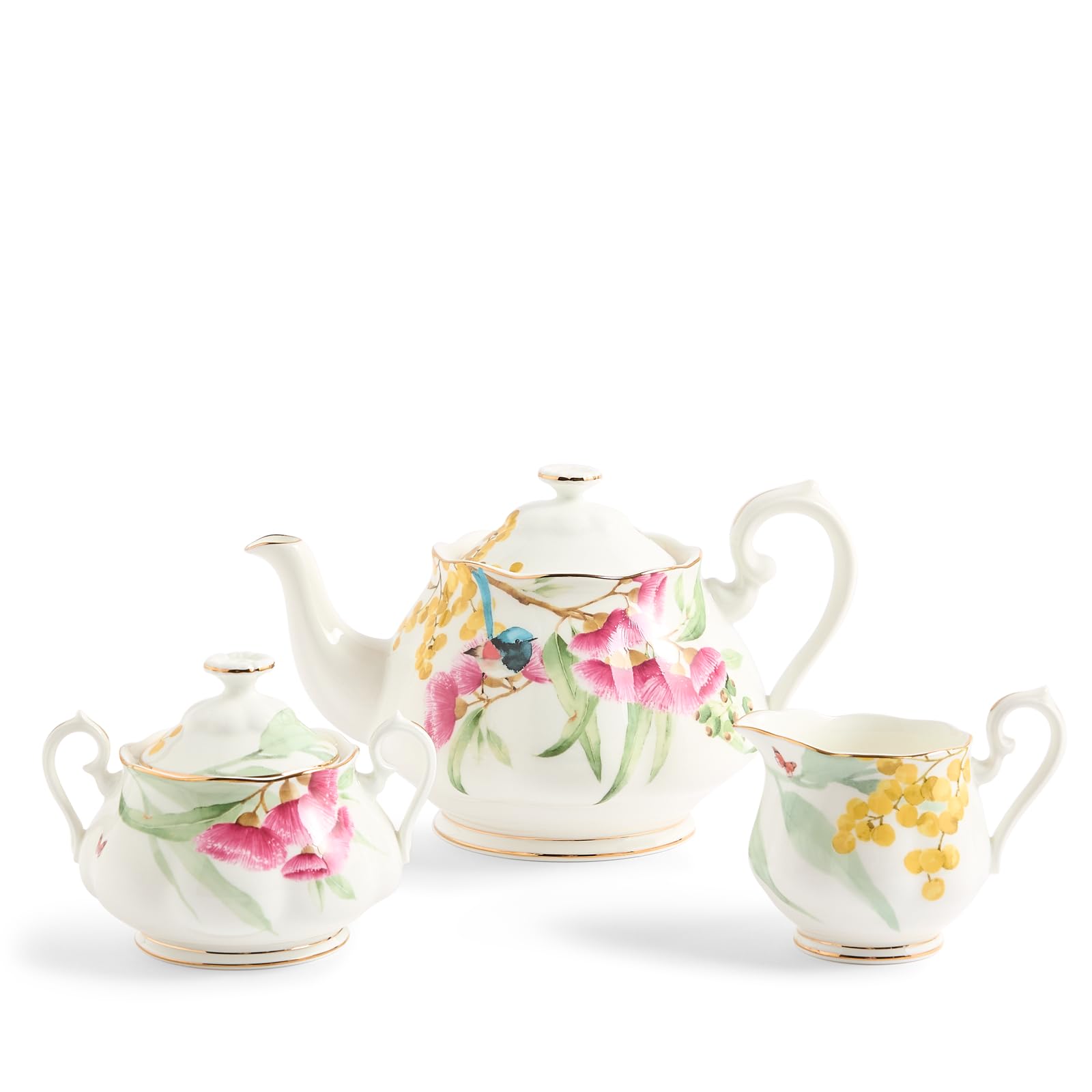 Royal Albert Miranda Kerr Australiana Service à thé en porcelaine fine avec bandes dorées