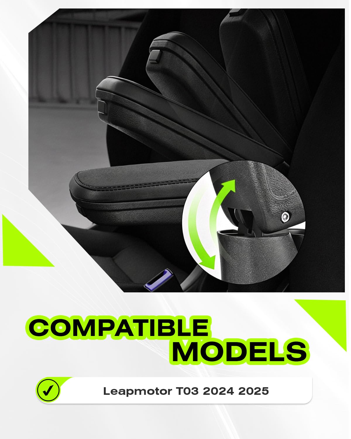 Compatibile con Leapmotor T03 EV 2024 2025 2026 Scatola portaoggetti per console centrale, per accessori Leapmotor T03 EV, bracciolo, vano portaoggetti, organizer, vassoio con tappetino