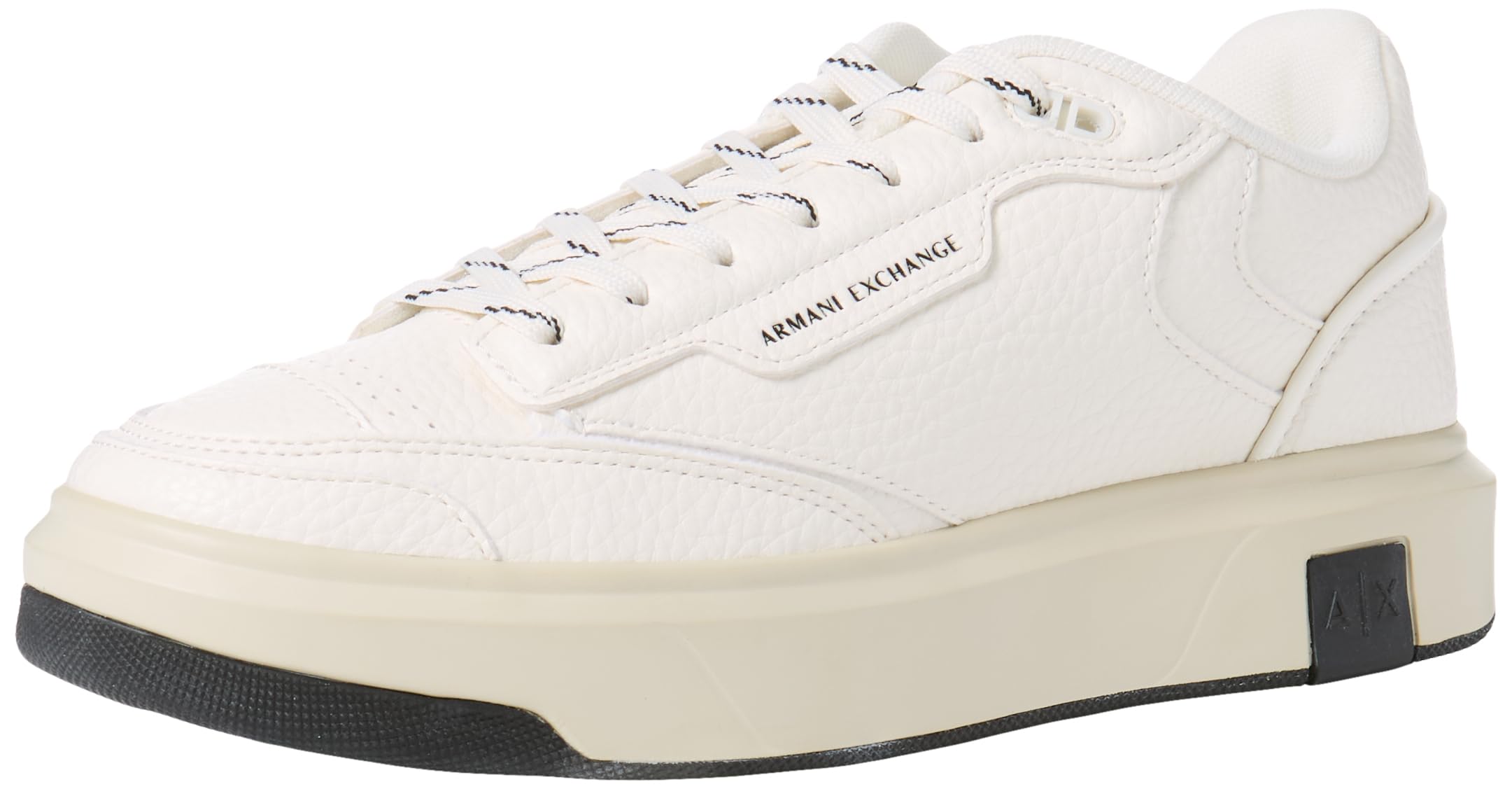 Armani Exchange Men's Venice, Logo Tab on Sole Trainers, Off White, 40 EU