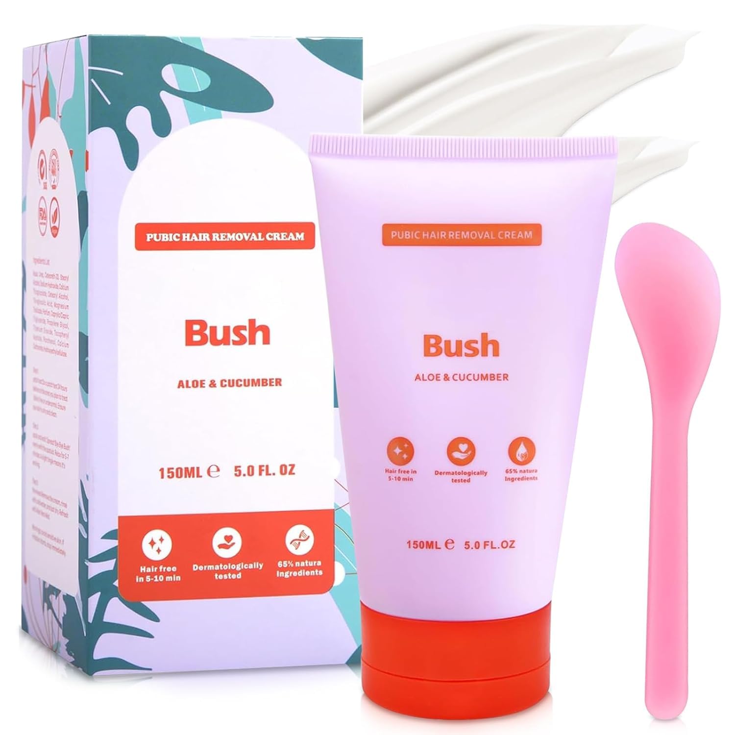Bye Bye Bush Crema Depilatoria Hombre, 150 ml Depiladora de vello, orma natural suave, crema depilatoria para las piernas faciales, antebrazos - Área de bikini