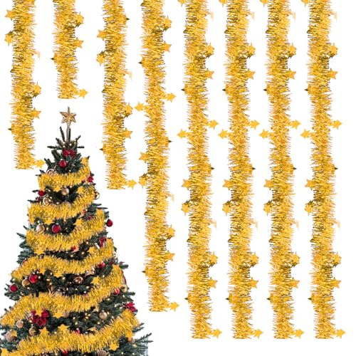 8×2m Weihnachten Lametta Girlande,Gold Christmas Garland...