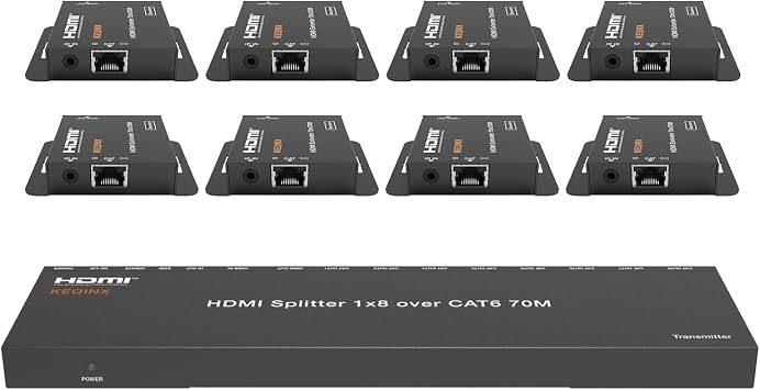 4K 1x8 HDMI Extender Splitter 70m/230ft HDMI Over Ethernet Splitter POC Satellite TV Splitters