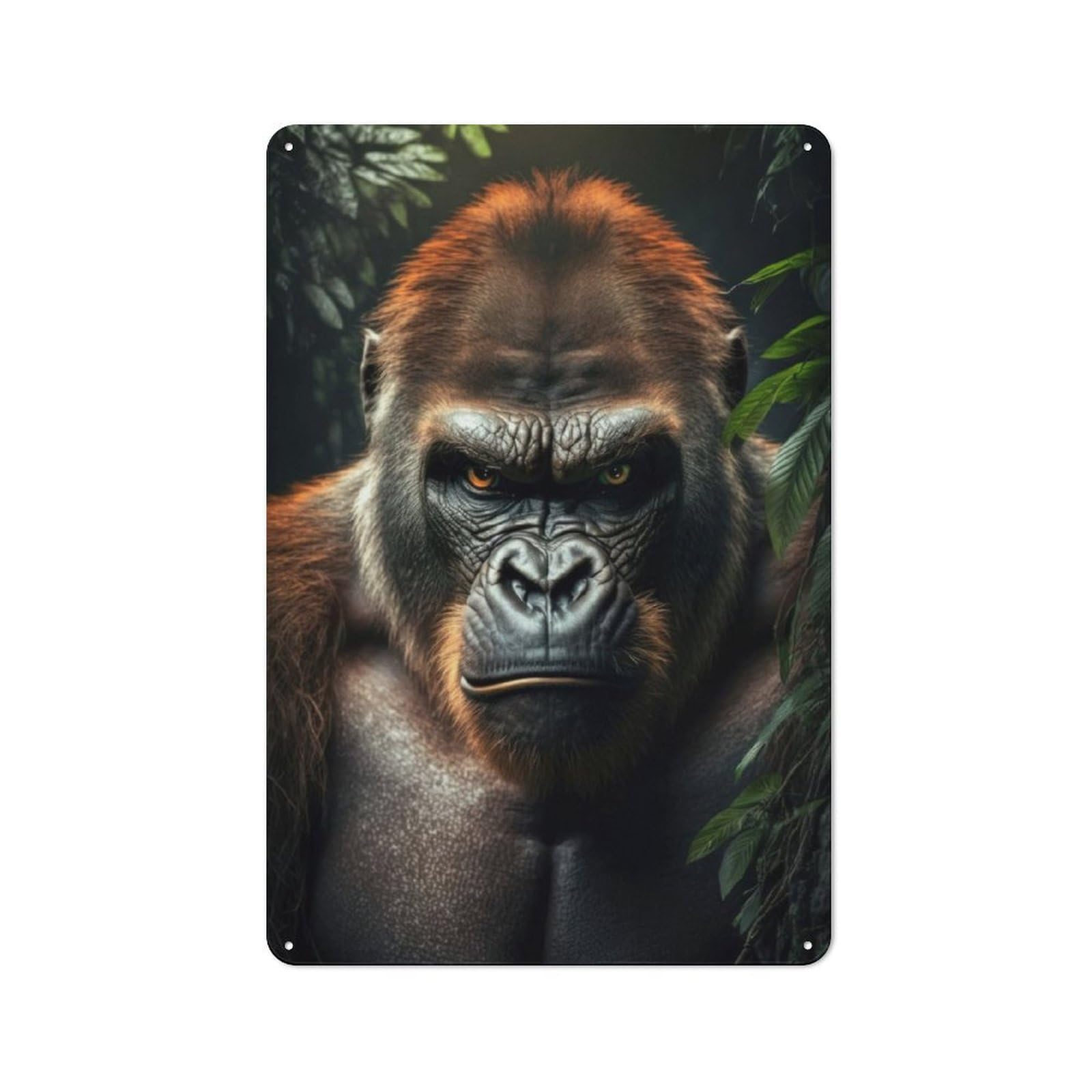 Junmoney Gorilla Generative Ai Tin Wall Plaque 30X20cm With For Pub Or Café, For Hospitality Wall Decor Collectors