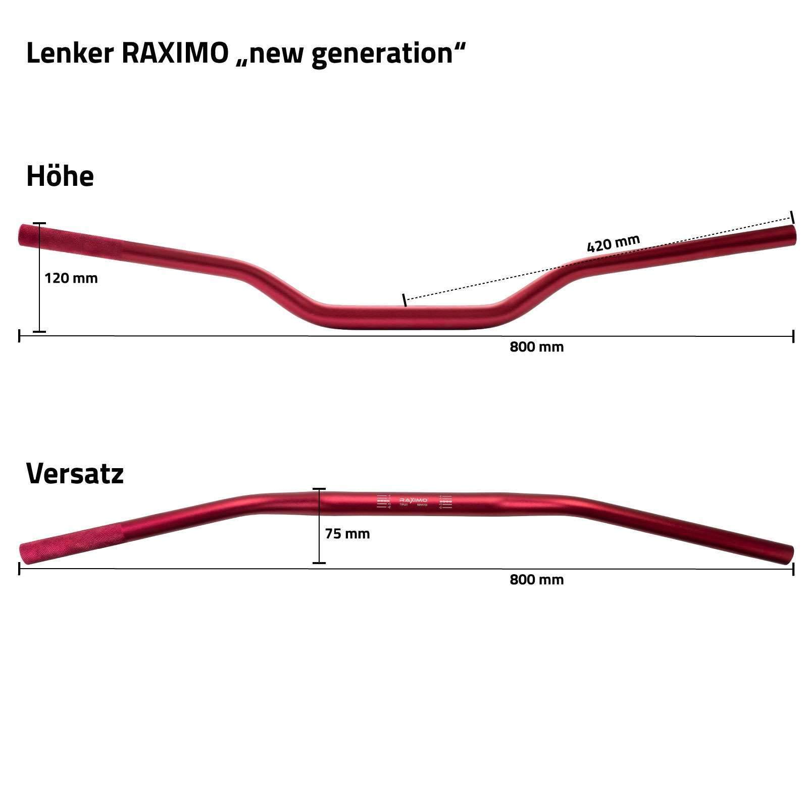 Alu Lenker New Generation 28mm konisch mit ABE Raximo rot