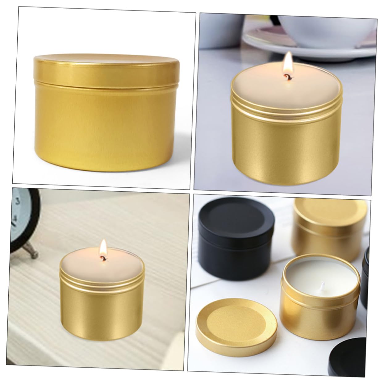 Operitacx 4pcs Aluminum Alloy Candle Jars for Candles Empty Storage Containers for Weddings Parties Special Occasions for Crafting Gifting