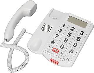 Big Button Phone, Wired Big Button Landline Phone for Elderly, Amplified Phones for Hearing Impaired Seniors, One Touch Dialing