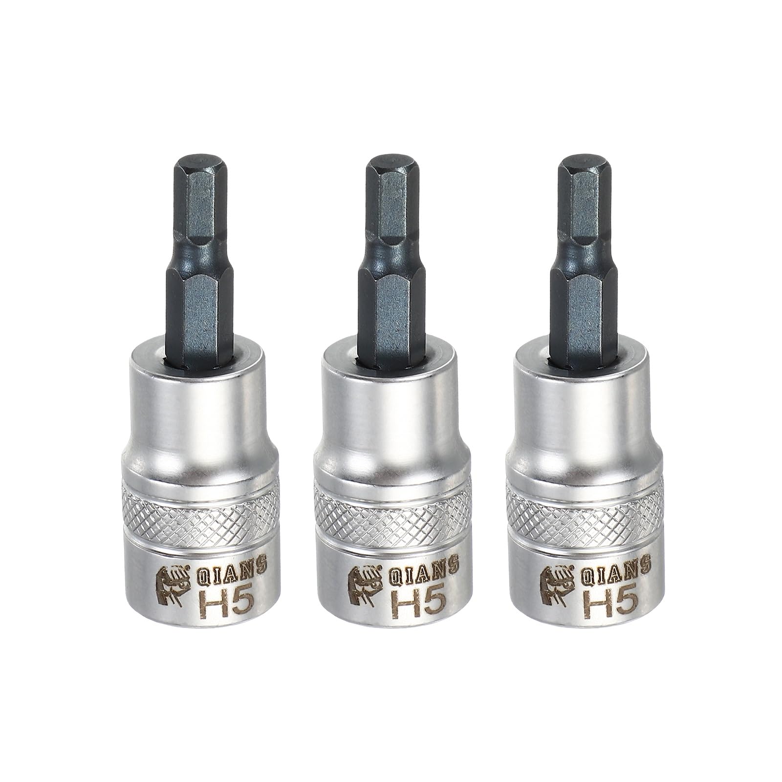 sourcing map 3Pcs Hex Bit Socket 3/8" Drive H5 S2 Steel Hexagonal Head Screwdriver Drill Bits CR-V Steel Socket Adapter for Home Auto Axle Hex Nuts Bolts Repair