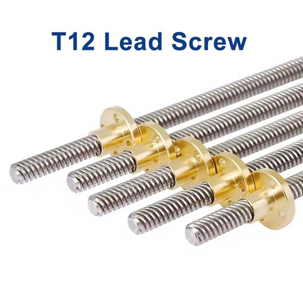 Vis T12 de 12mm, pas de 2mm, tige filetée 304 SUS avec écrou en laiton for imprimante(400mm)