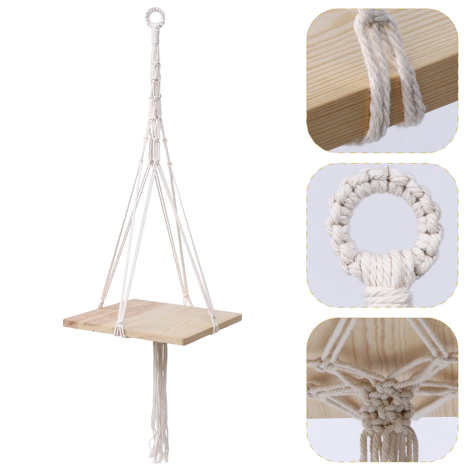 Hängender Pflanzentopfhalter aus Baumwolle für Innen und Außen Beige