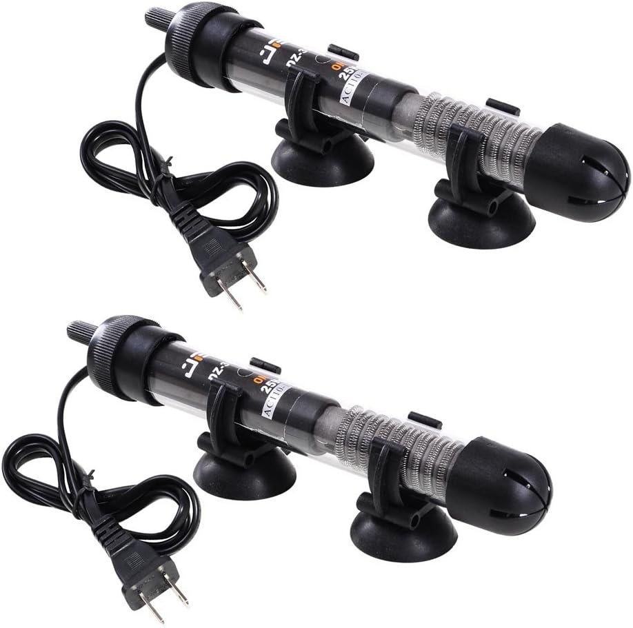 Yescom New 2X 25W Aquarium Water Heater Submersible Fish Tank Adjustable Fresh & Salt Water