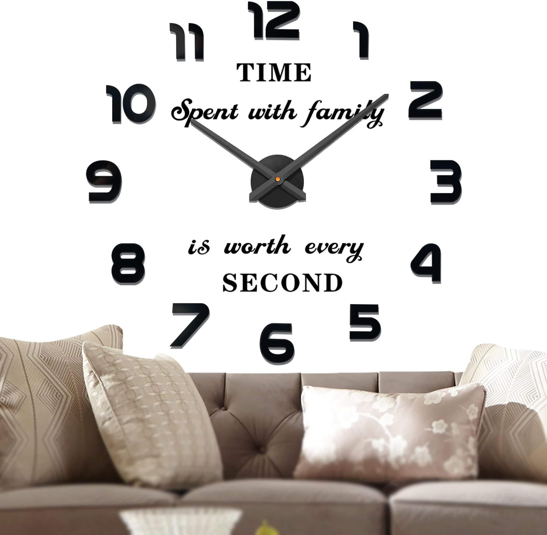 Vangold Frameless DIY Wall Clock 3D Mirror Wall Clock Large Mute Wall Stickers for Living Room Bedroom Home Decorations