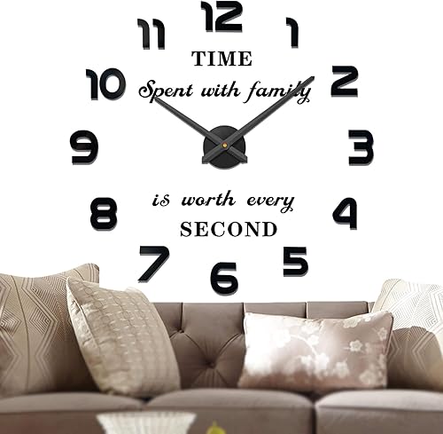 Miniatura 1 de VANGOLD Relojes de pared grandes para decoración de sala de estar reloj de pared moderno 3D con números de espejo calcomanías para decoración de