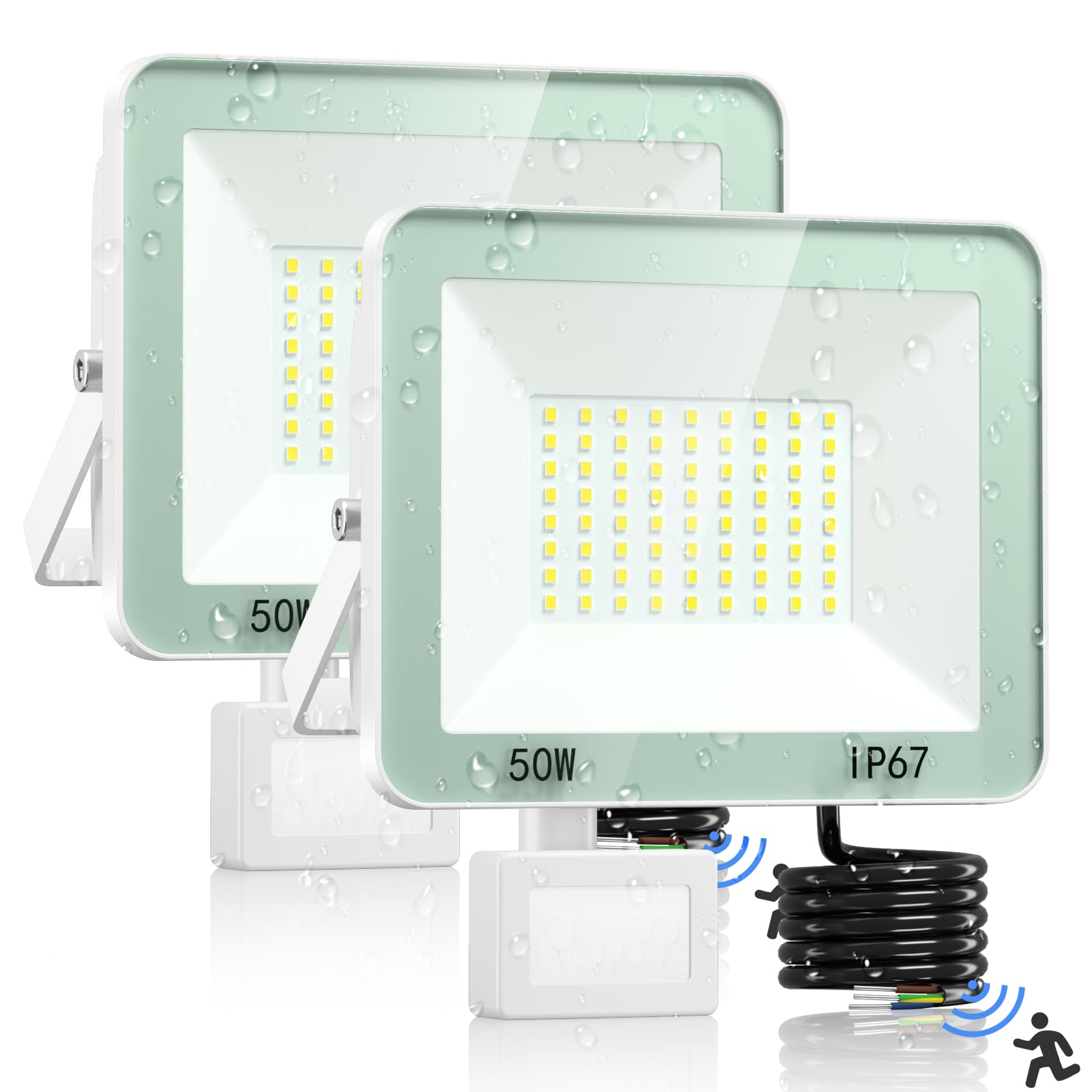 VRTOGTHE Faretto LED 50W Con Sensore Movimento - 5000LM, IP67, Impermeabile Per Esterni - Foto 4