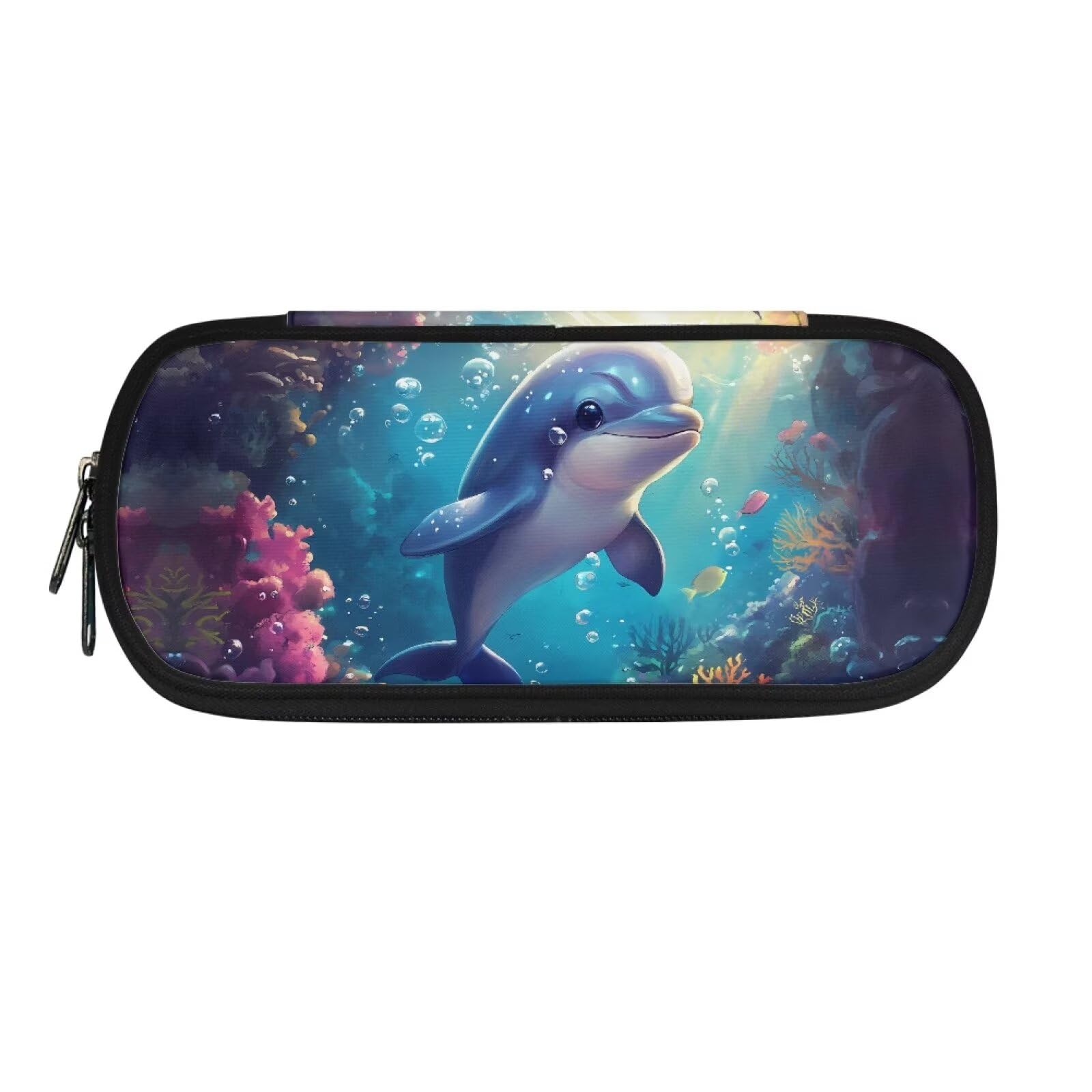 TOADDMOS Cute Dolphin Pencil Case for Kids Large Capacity Storage Pencil Pen Case Bag Boys Girls Exam Pen Pencil Pouch with Multi Compartments