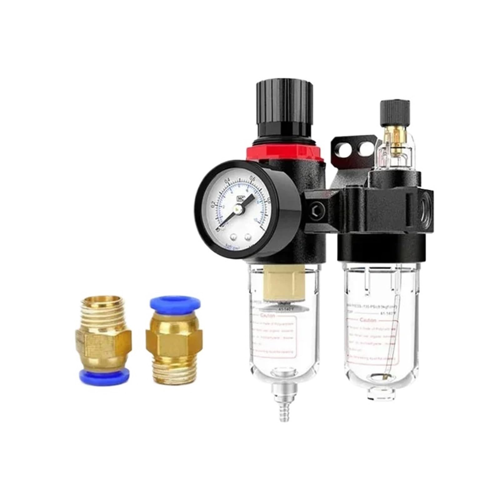 1/5 Pcs AFC2000 G1/4 Air Compressor Oil Water Separator Air Filter Pressure Reducing Valve for AFR2000+AL2000(1 Set,AFC2000+PC10-02x2)