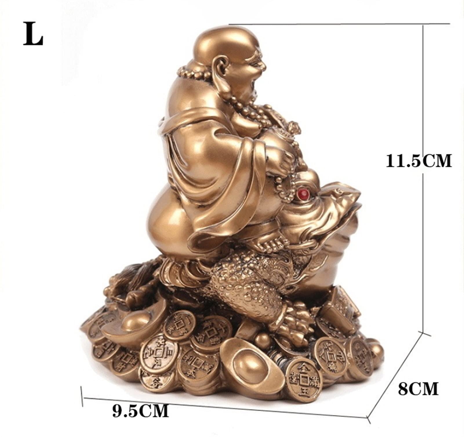 Scultura da Tavolo Tartaruga Cinese Fatta a Mano e Statua Scultura in Resina Statua di Arte Moderna Feng Shui Rospo Che Ride Figurina da Tavolo (Oro)