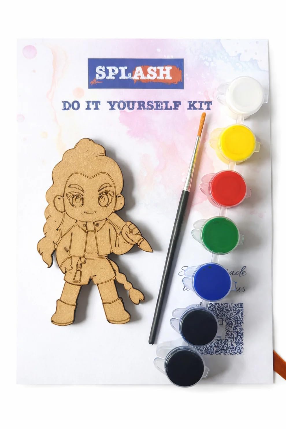 SPLASH ART DIY Wooden Painting Kit for Kids – Paint Your Own Wooden Cutout with Colors & Brushes – Art & Craft Activity Se...
