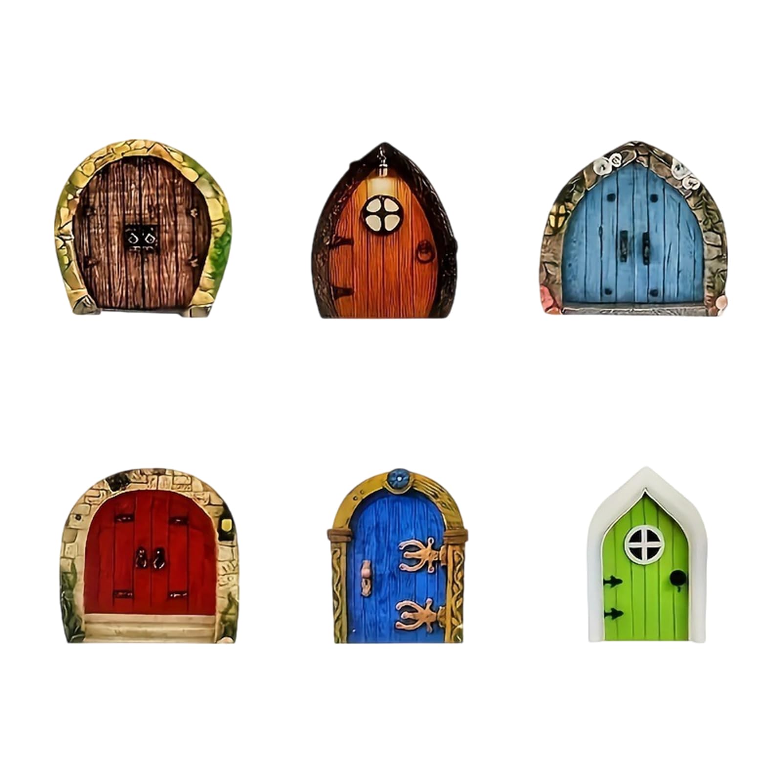 Oxxggkao 6Pcs Fairy Door Garden Accessories Miniature Yard Ornaments Tree Decoration Tree House Accessories Creative Display Outdoor Play