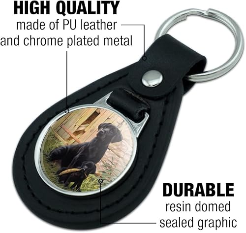 Miniatura 5 de GRAPHICS & MORE Llavero de cuero negro Labrador Retriever Dog Puppy, Negro -