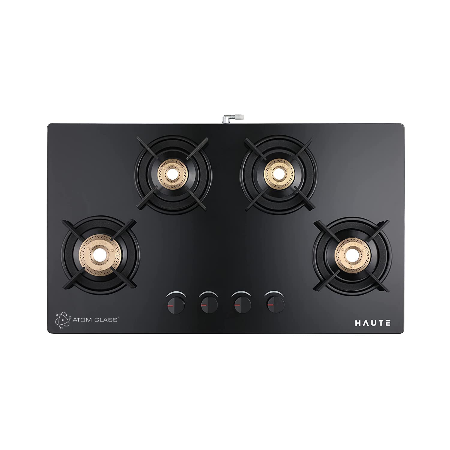 Haute Evoque series 3.0 Black 4 Burner Manual Stove | 8 MM Atom Glass | ISI certified |LPG and PNG |Door Step Service |10 Year Warranty by Haute Home