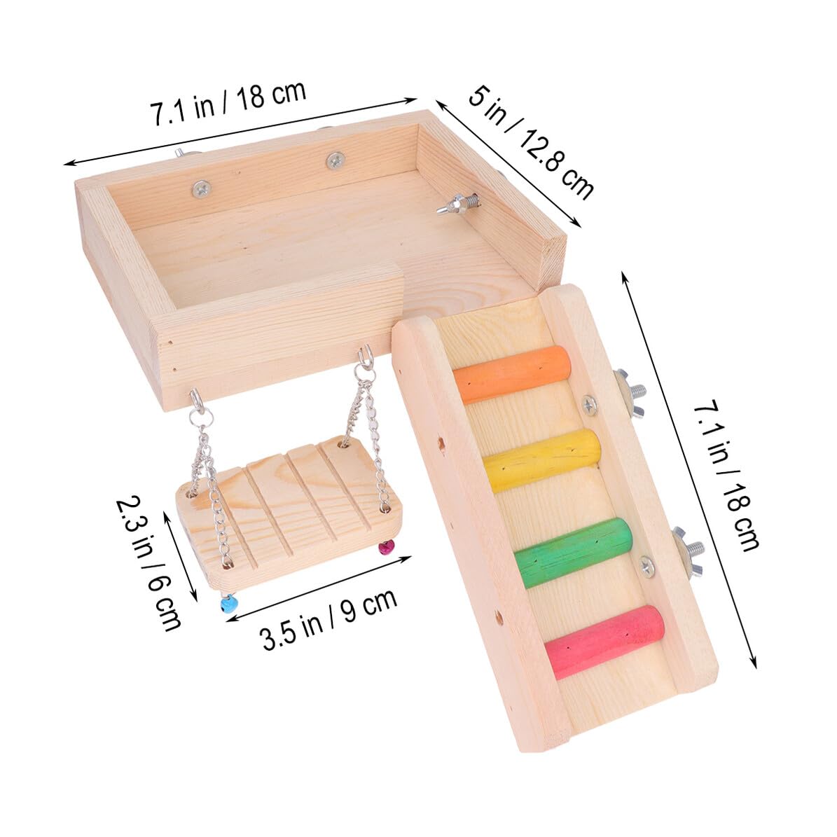 Perroquet et Hamster avec Balancoire Échelle et Grenier Accessoire Amusant pour Oiseaux et Petits Animaux de Exercice Exploration