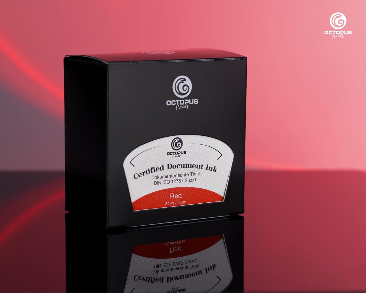 Octopus Fluids Document Ink Red, Indelible Ink, Certified According to DIN ISO 12757-2, Red, 30 ml