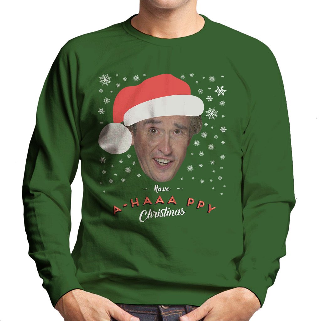 Cloud City 7 Men's Bottle Green Alan Partridge Have A Happy Christmas Sweatshirt