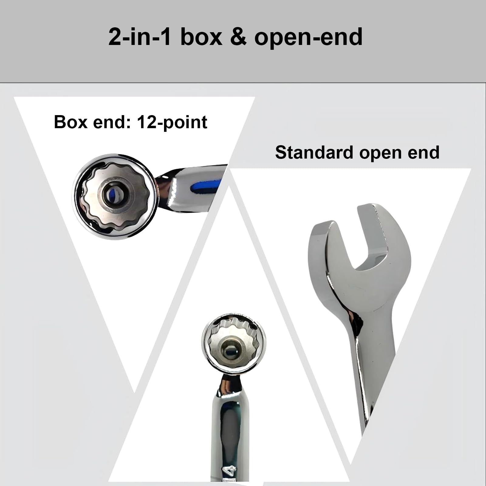 Boryxelina 8mm Combination Spanner, Chrome Vanadium Steel Metric Open-Ended Flexible Head Socket Scaffold Wrench - Image 3