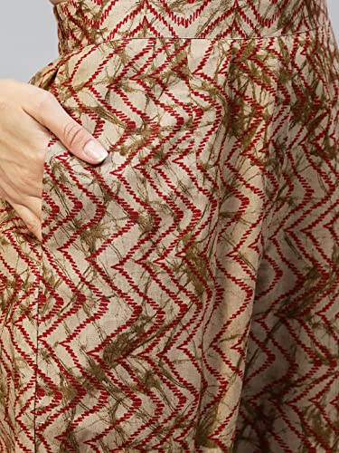 Image of GoSriKi Women's Cotton Blend Printed Straight Kurta With Pant