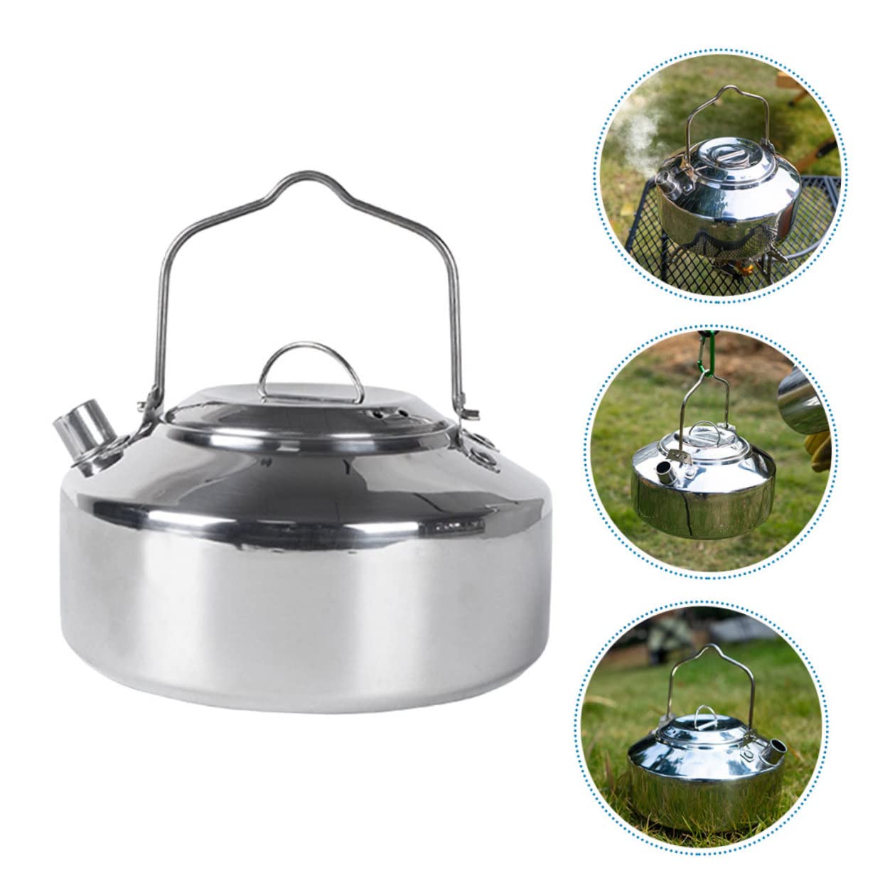 Totority Stainless Steel Camping Kettle Portable Outdoor Tea Pot Capacity Water Boiler for Hiking Fishing and Self-driving Adventures Elegant Design for Home and Travel Use