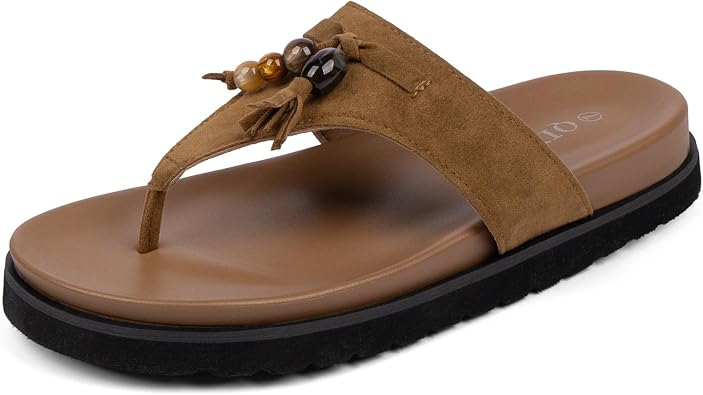 QIY Women Platform Thong Flip Flops Open Toe Slip On Sandals | Thick Cushioned Footbed Slides, Lightweight Comfort Flats for Beach Vacation, Daily Walking And Summer Casual Wear