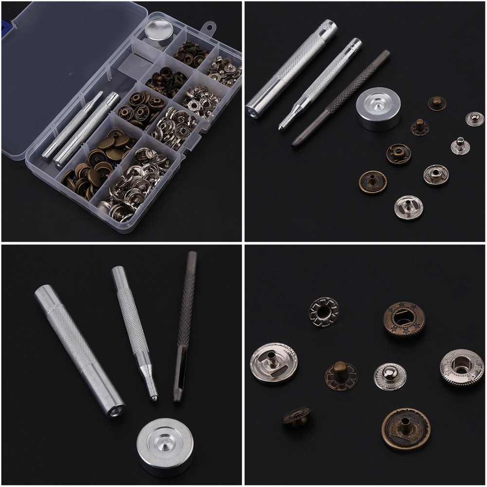 Supvox 50 Pezzi Kit Di Bottoni Automatici Classici Con Strass E Anello A Pressione Per~p113782723