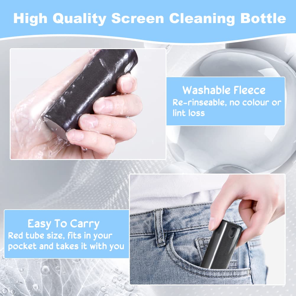 REFORUNG 2 Pz Spray 2 in 1 Ricaricabile per Gli Schermi di Telefoni 2in1 Bottiglia Spray Pulisci Schermo e Panno per Tutti i Telefoni, Tablet, Laptop,Schermo per Auto, Superficie in Vetro
