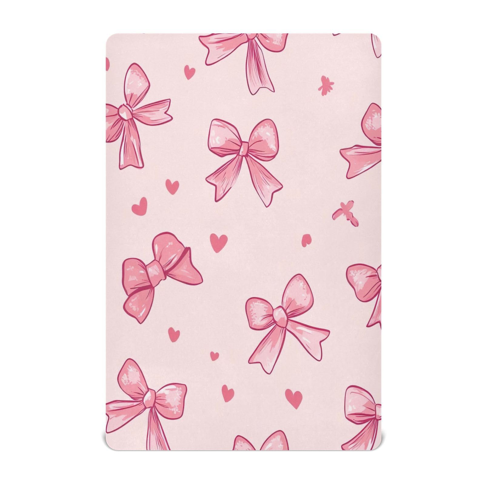 YETTASBIN Bow Pink Fitted Crib Sheet for Baby Boys Girls, Extra Soft Breathable Nursery Bedding Sheet for Standard Crib and Toddler Mattresses, 27 x 39 in