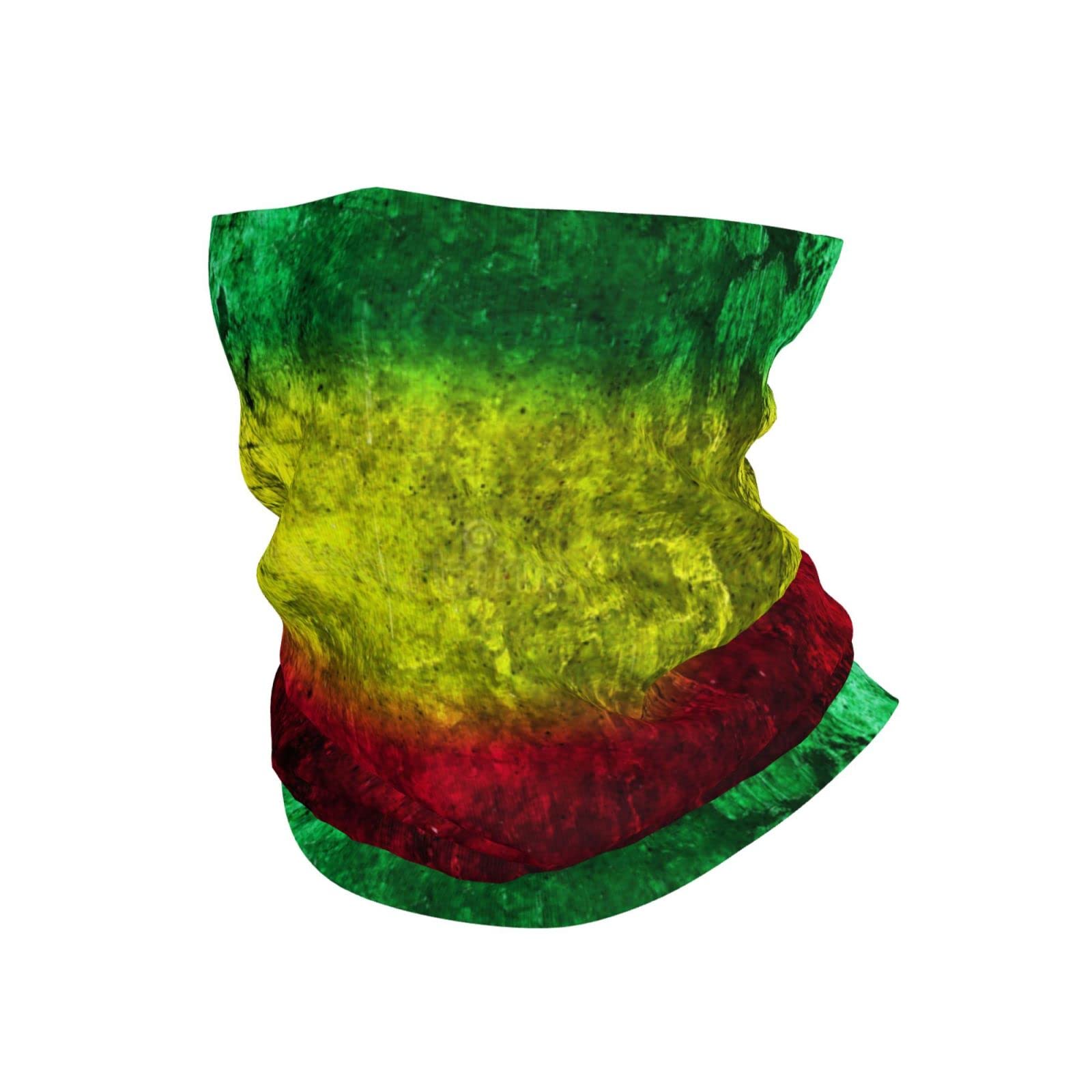 Summer Face Mask Breathable Sun Protection Reggae Rasta Flag Neck Gaiter for Fishing Hiking Camping Outdoors Versatile Headwrap Multicolor