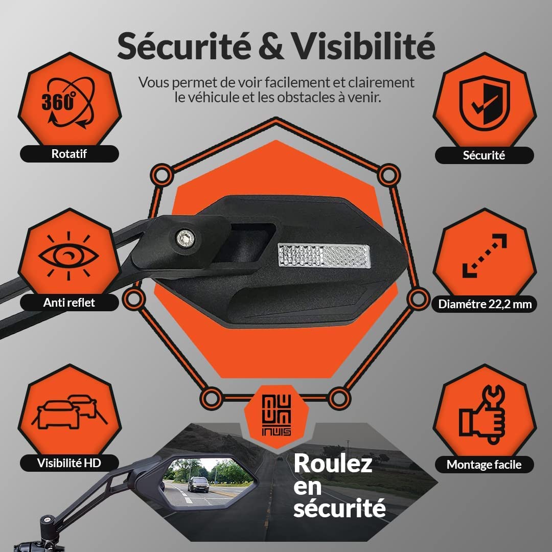 GXGM 2 Pcs Retroviseur Velo [Gauche+Droite],Retroviseur Velo