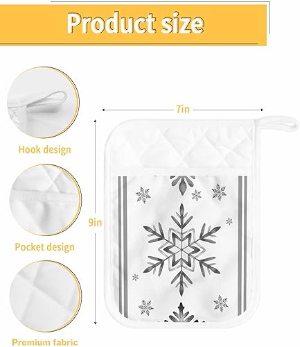 Miniatura 3 de Juego de 3 agarraderas de tela de toalla con bolsillo para cocina, antideslizante y aislante de calor, con bolsillo, guantes gruesos para horno,