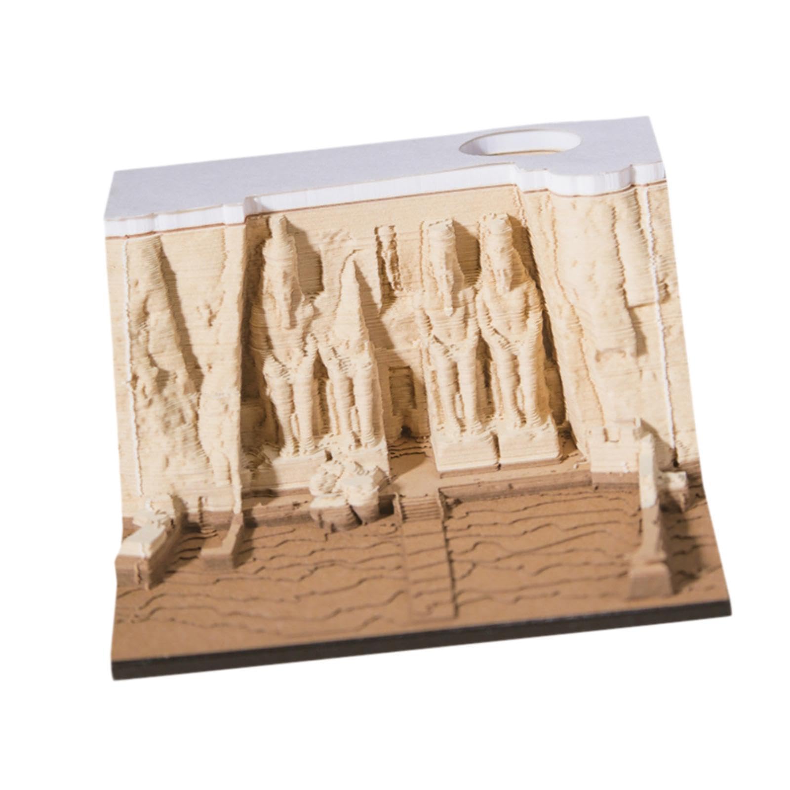Calendario 3D 2025 con soporte para bolígrafo, bloc de notas 3D, diseño de templo egipcio antiguo, planificador semanal, decoración de escritorio, regalo escolar