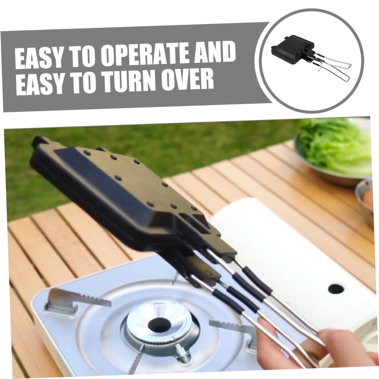 MOLUCKFU Portable Non-stick Sandwich Baking Pan Kitchen Tool for Easy Breakfast Outdoor Use Versatile Double-sided Maker for Even Heating Easy Cleaning