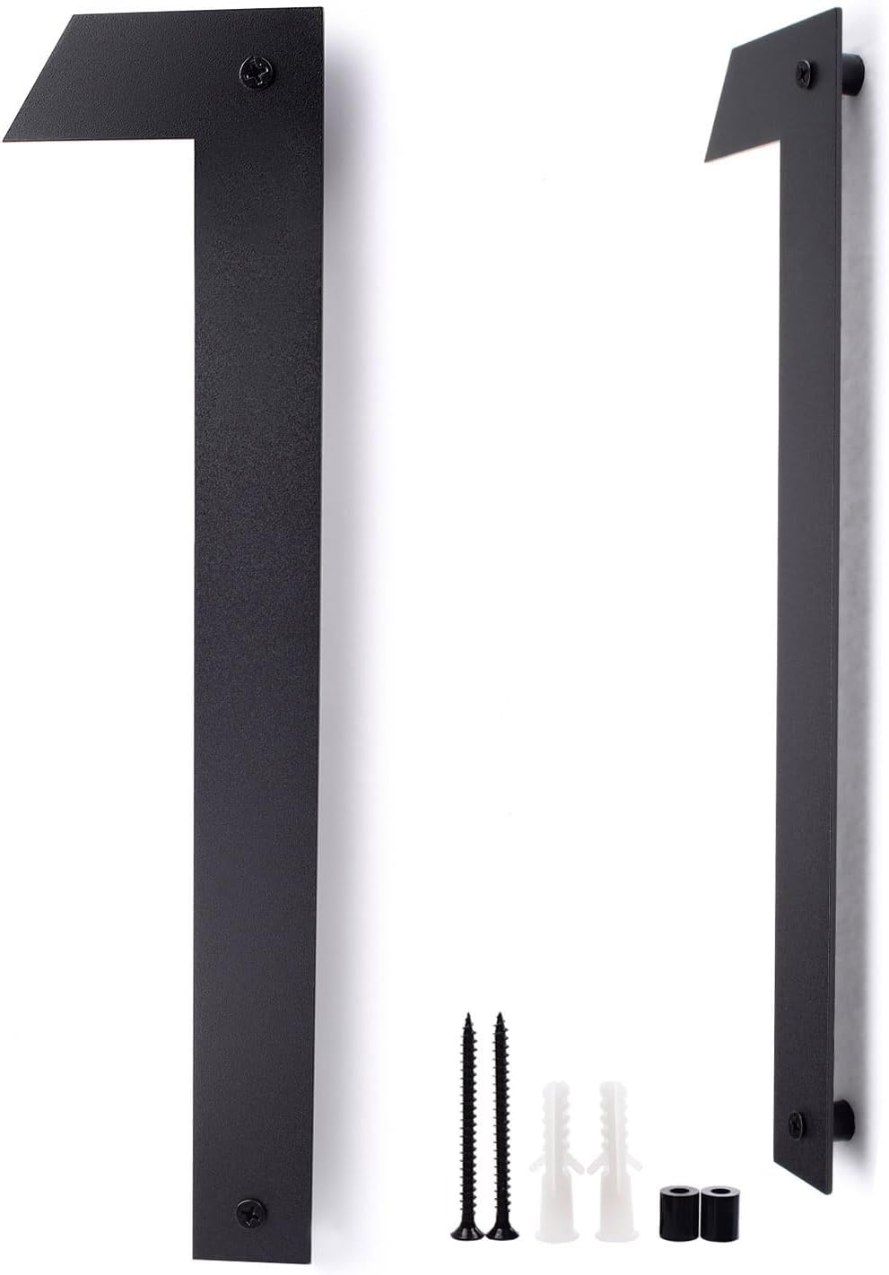 12" Stainless Steel Floating House Number, Metal Modern House Numbers, Garden Door Mailbox Decor Number with Nail Kit, Coated Black,Numbers 1