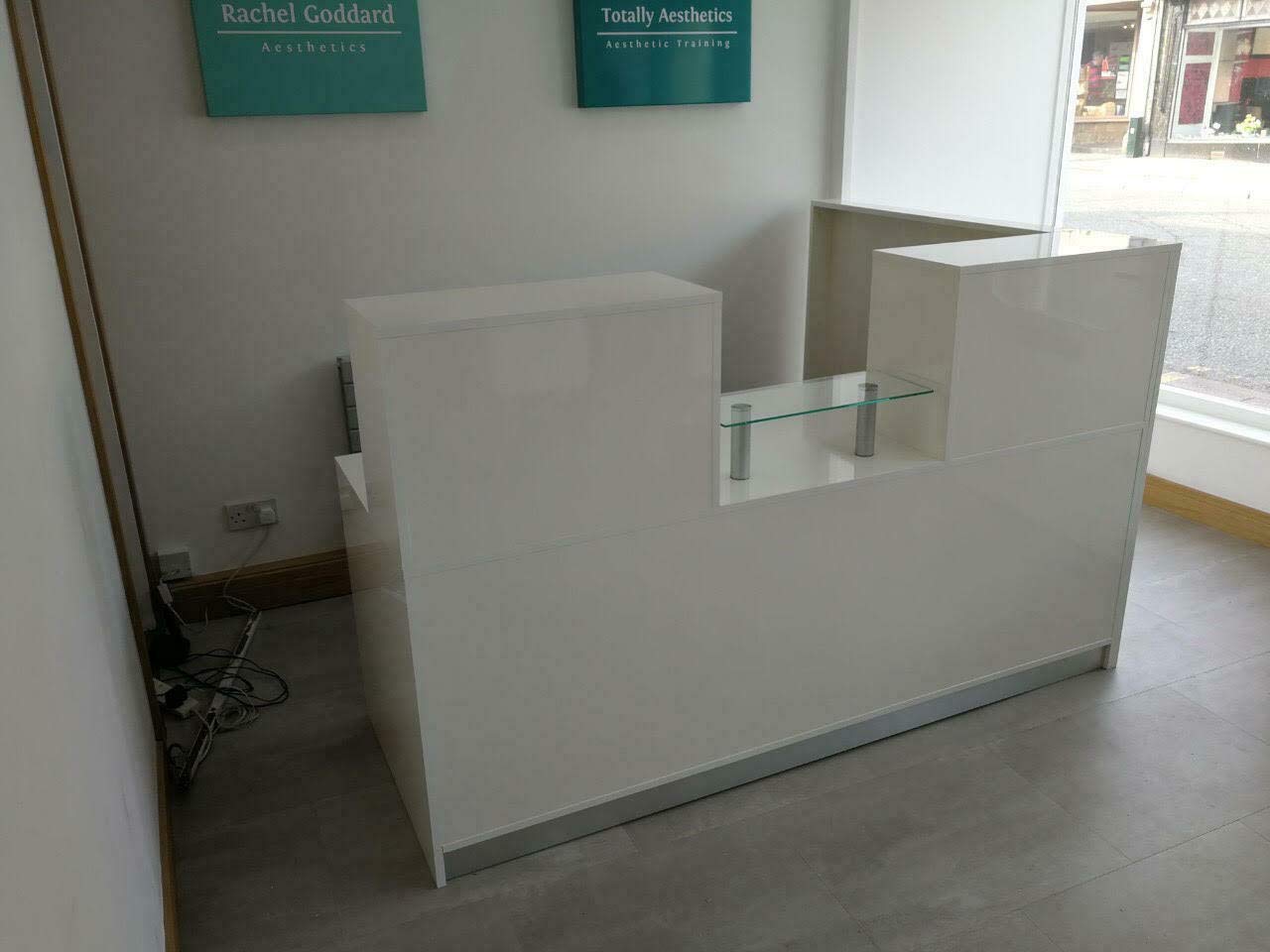 Buy Reception Desk White Gloss L Shape Desk 1800mm W 1100mmH 600D by