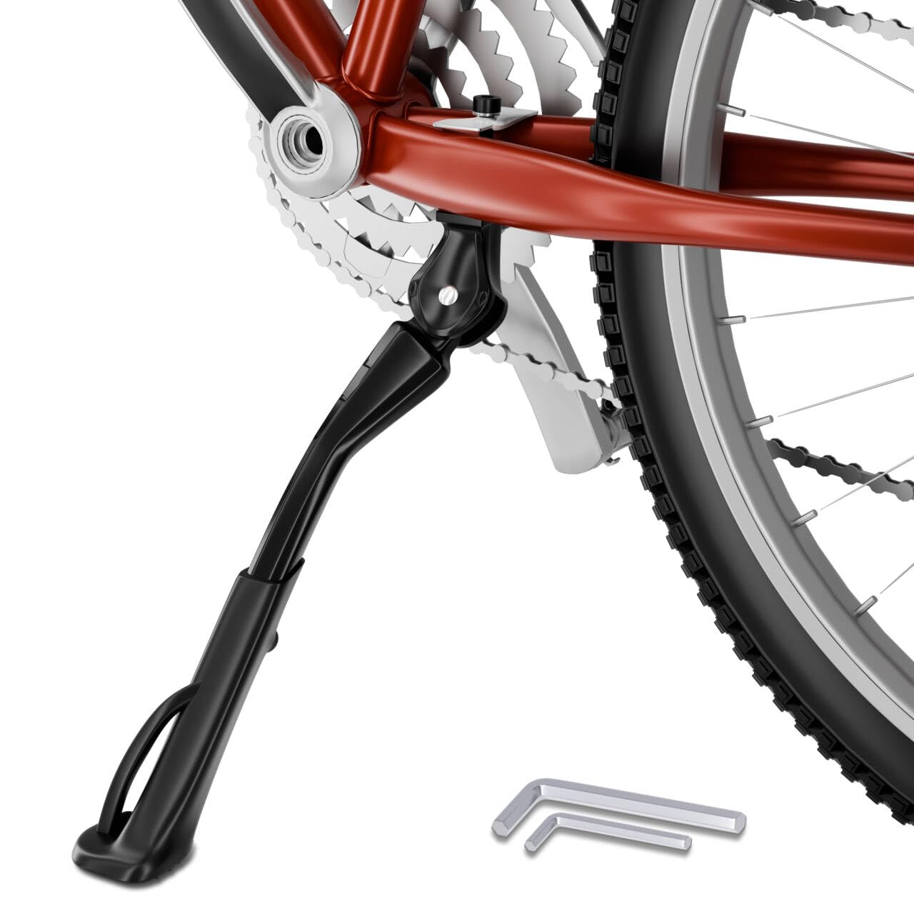 Bike Kickstand 26-29 inch, Center Mount for Bicycles&Universal&40mm Hole Spacing, Adjustable Bicycle Kickstands, Aluminum Alloy Kick Stand Bike Kickstand