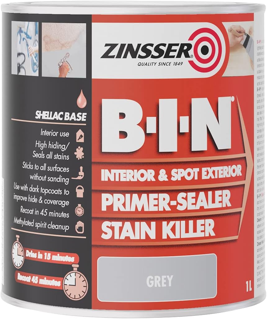 Zinsser BIN PrimerSealer & Stain Killer 2.5 Litre Grey Amazon.co