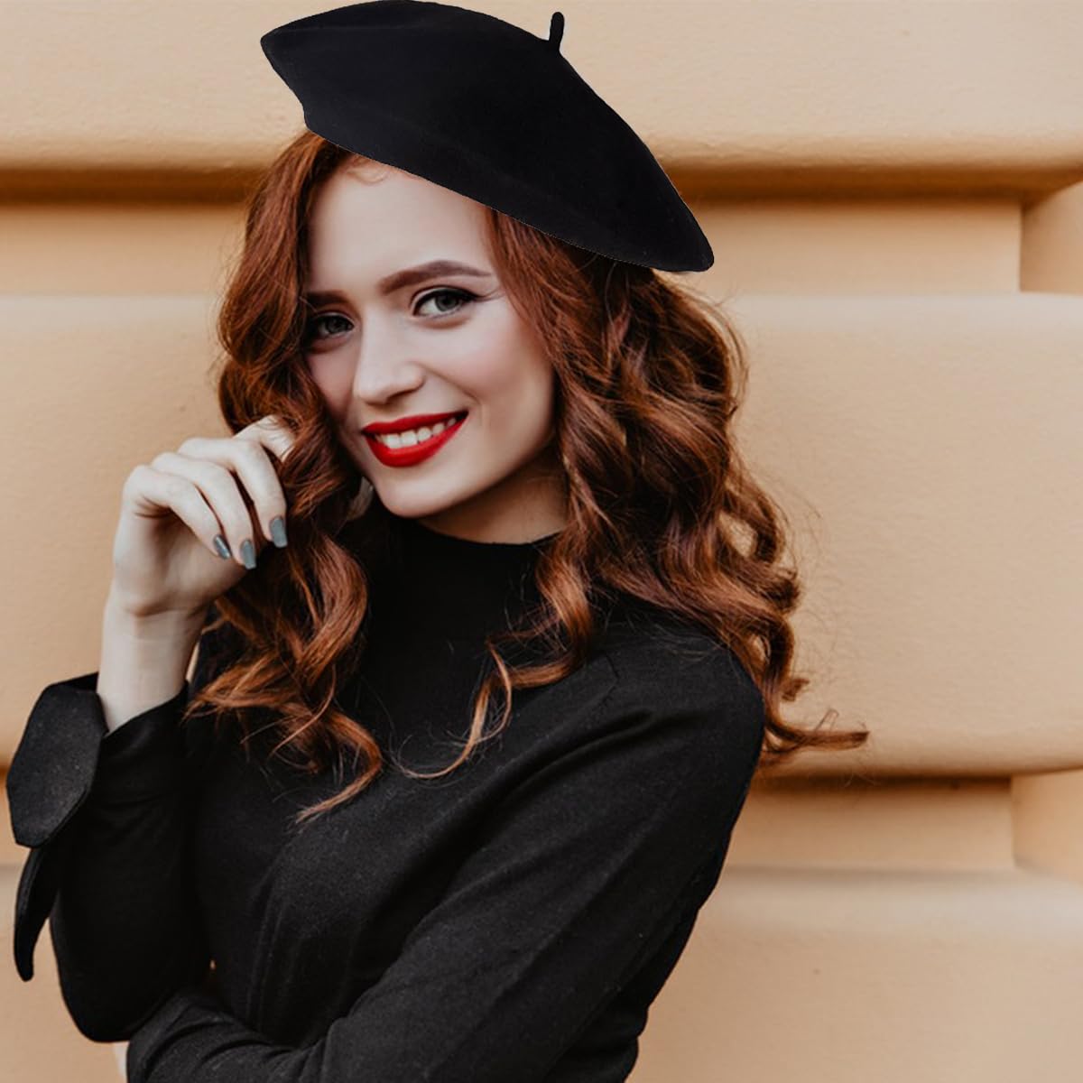 Sombrero De Boina Francés, Boina Francesa Mujer, Clásica Lana Gorro para Mujeres, Invierno Artista Cálido Moderno Pintor Sombrero Otoño Redondo Vintage