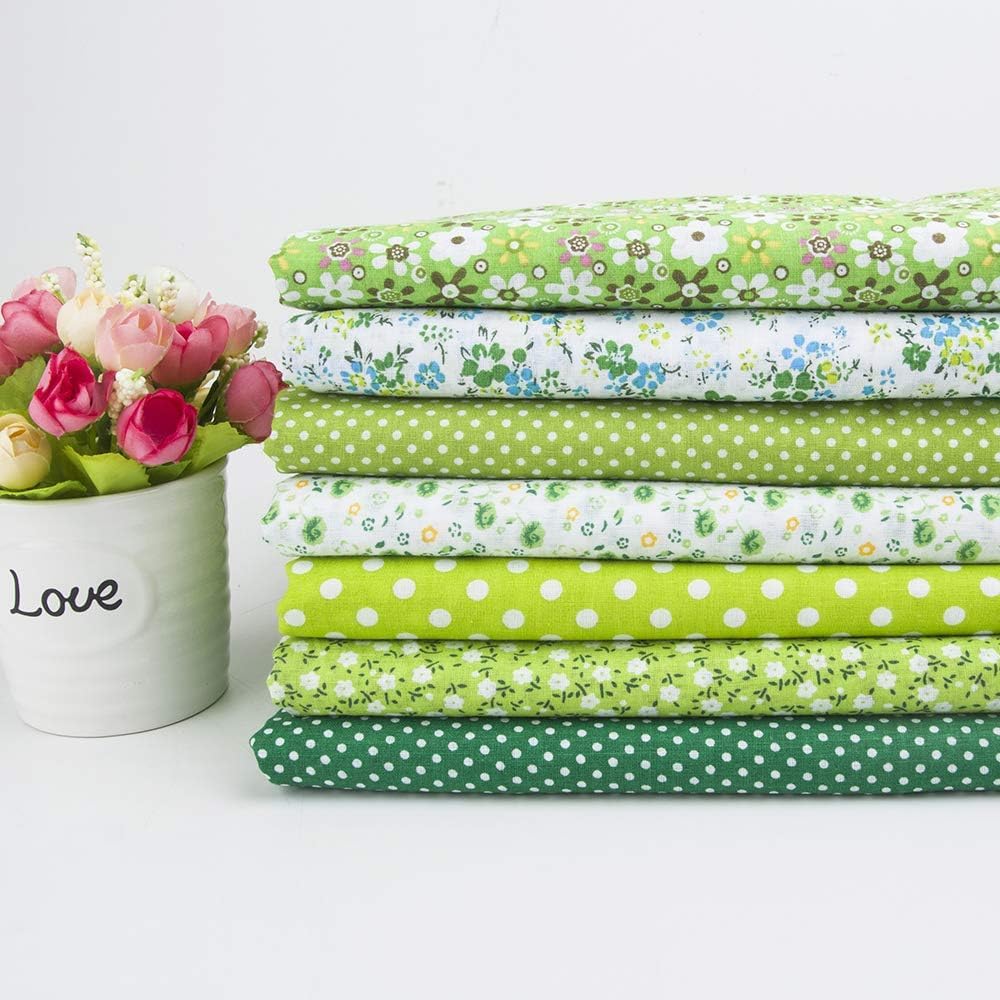 Cotton Fabric DIY Making Supplies Quilting Patchwork Fabric Fat Quarter Bundles DIY for Quilting Cotton Patchwork Cushions (Green, 18" x 22")