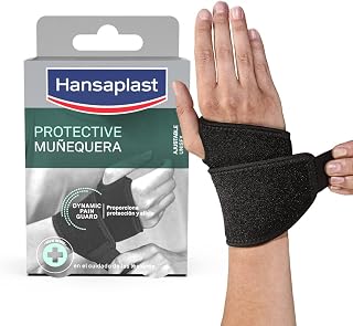 Hansaplast Soporte Protector de Muñeca Ajustable, Muñequera estabilizadora, Alivio del dolor, Muñequera ambidiestra que favorece la circulación y la recuperación