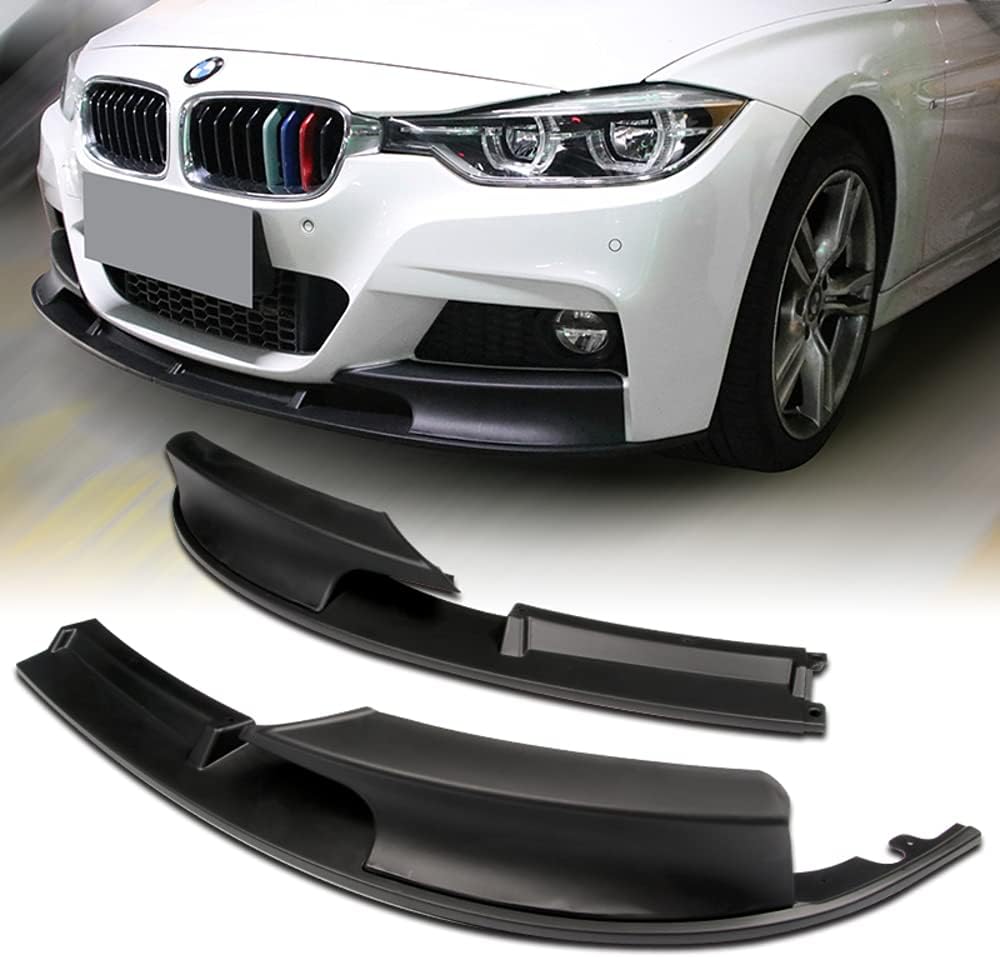 2-Piece Front Bumper Lip fit for Compatible with 2012-2018 BMW 3-Series F30/F35 (M-Tech/M-Sport Bumper Only), Front Bumper Lip Spoiler Air Chin Body Kit Splitter, Unpainted Matt Black