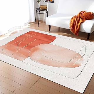 Abstract Indoor Area Rug, Aesthetic Color Block Minimalist Soft Non-Shed...
