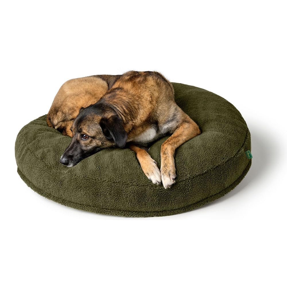 HUNTER Hundekissen KUMARA, Farbe: Khaki, kuschelig weicher Teddyplüsch, Rutschhemmende Unterseite, trendig, großzügige Füllung, Bezug maschinenwaschbar, Größe 90 cm