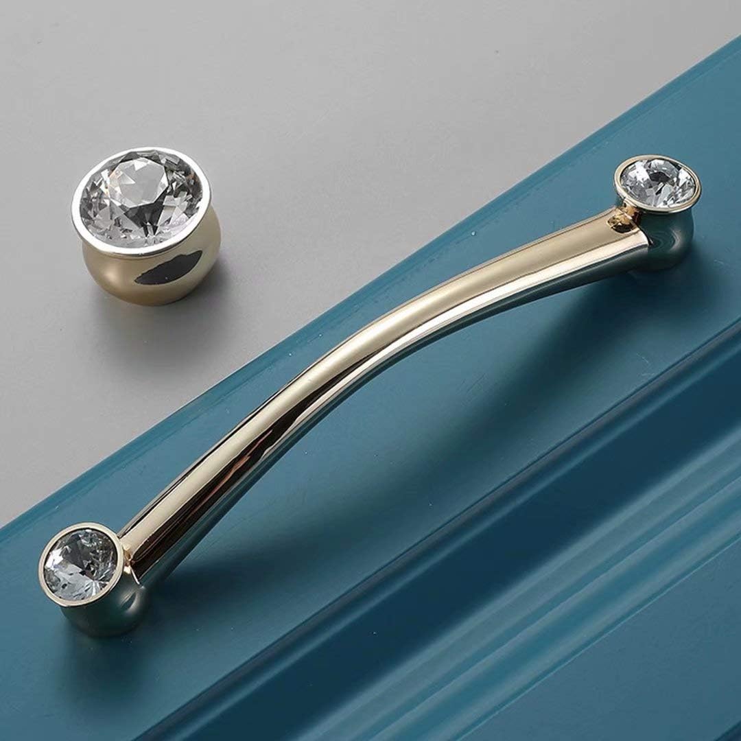 2 Pcs Crystal Handles Dresser Arched Pulls, Bow Door Knobs Wardrobe Door Pulls Nursery Cabinet Door Pull for Cupboard Cabinet Room Decoration (Hole Distance 96mm)